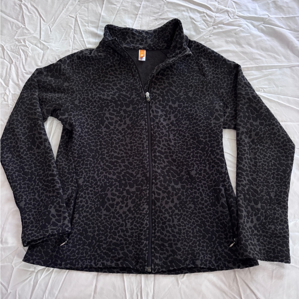 Lucy Black Leopard-Print Full-Zip Utility Jacket